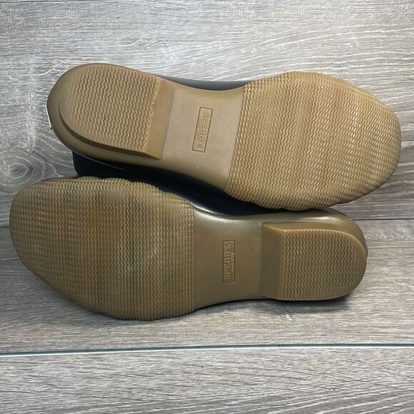 Sperry Top Sider Saltwater Black Quilted Women’s Sz 8 Tan Rubber Rain Duck Boots - Picture 8 of 11